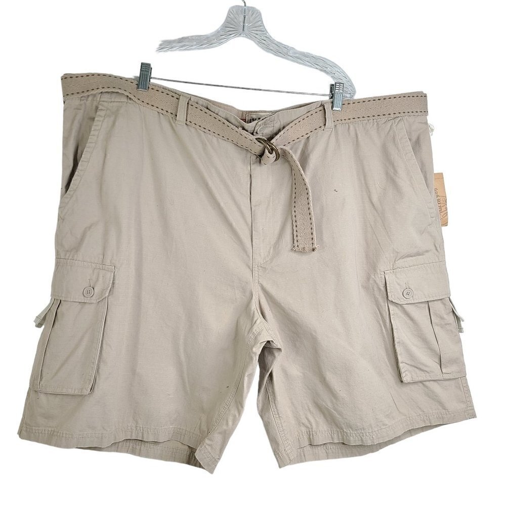 626 Blue Vintage Surplus Co Denim Cargo Shorts Khaki Tan